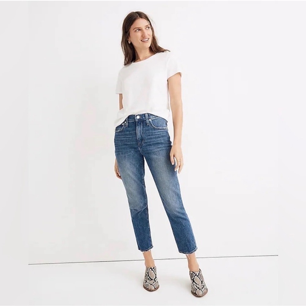 Madewell The High-Rise Slim Crop Boyjean Medium Wash Denim‎ Jeans 25